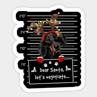 Black Dachshund Dear Santa Let's Negotiate Christmas Sticker